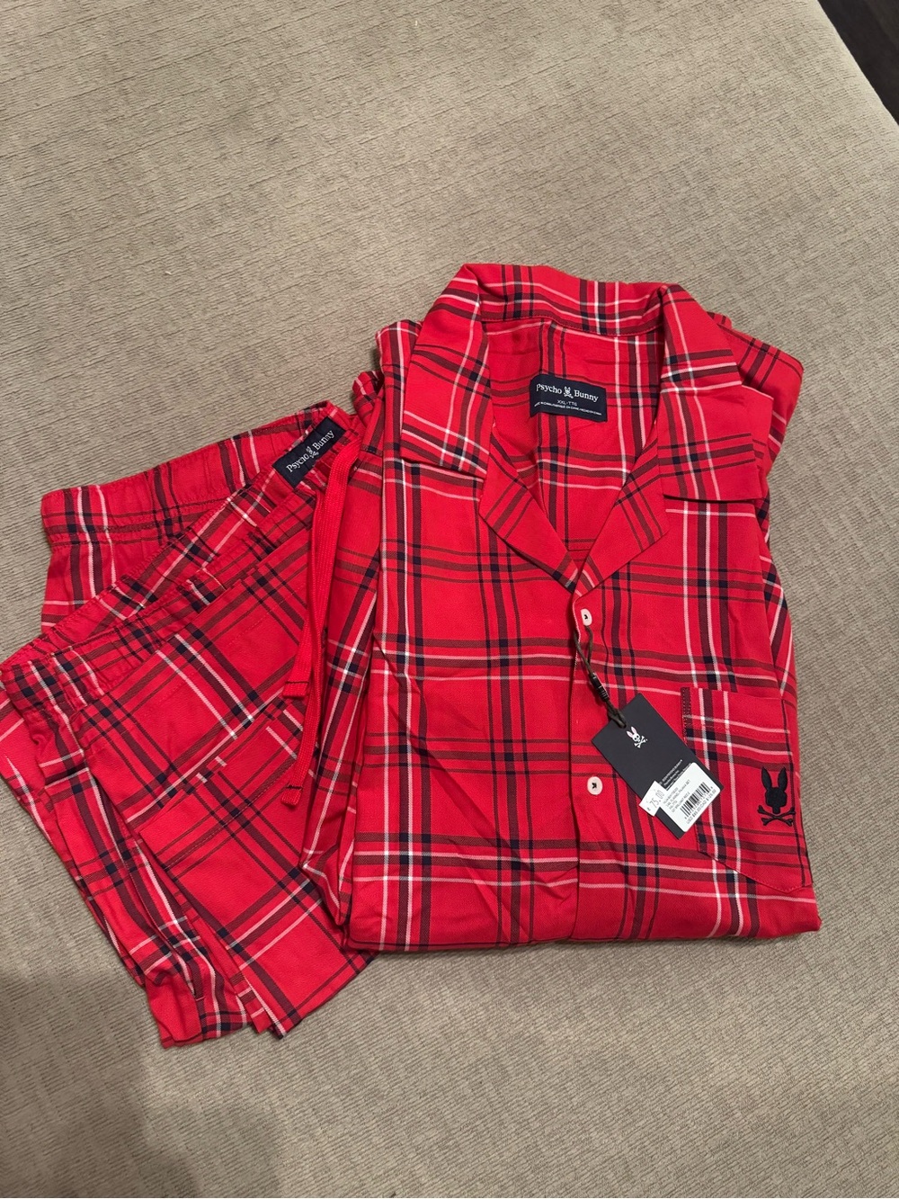 Men’s Psycho Bunny Red Plaid Pajama Set
